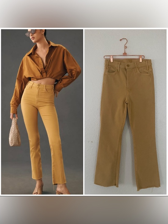 MOTHER Denim - MOTHER The hustler ankle fray denim jeans tinsel mustard yellow gold